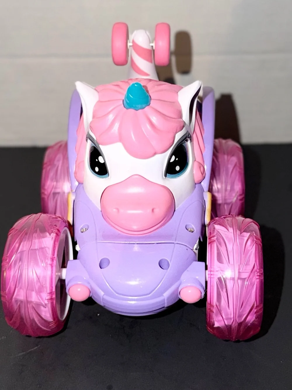 Pink Unicorn Pull-Back Toy Car with Rainbow Accents
